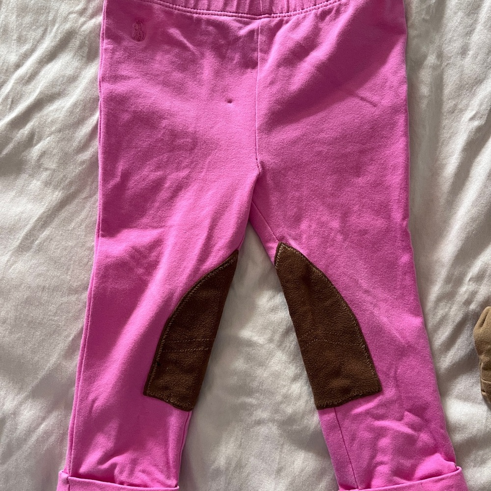 Kids Pink Riding Pants with Brown Patches Ralph Lauren 18 months equestrian